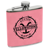 Yellowstone Barbwire 6 oz Leatherette Flask
